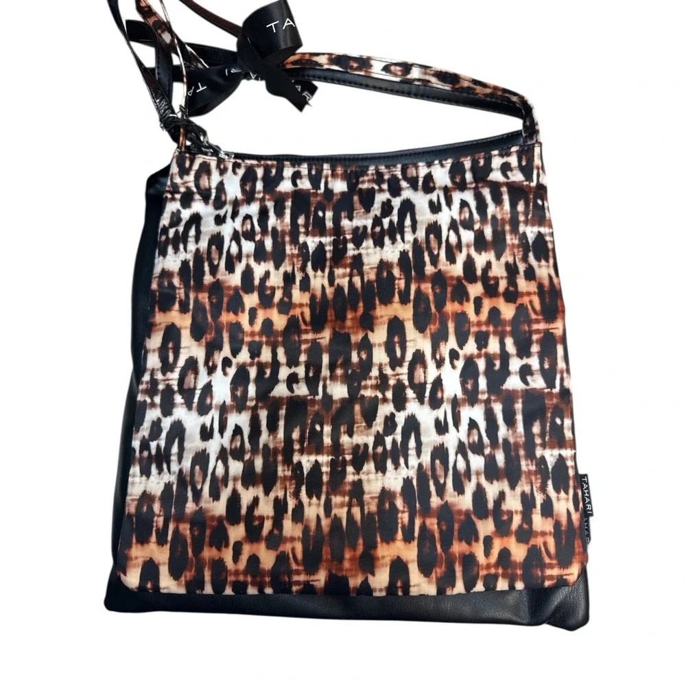 Tahari Crossbody Women's Bag Set of‎ 3 Black & Leopard Print NWT Stylish Purse